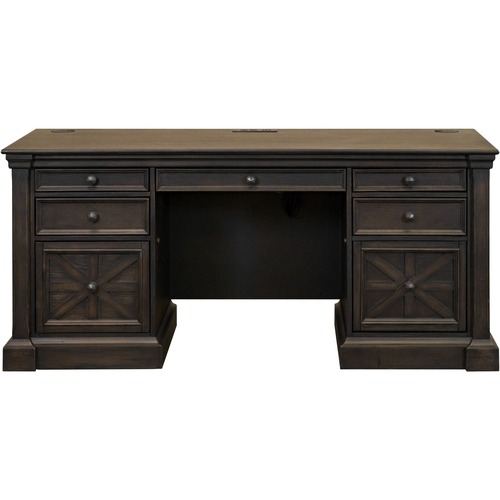 Credenza, With 6 Drawers/Power Center, 66"x22"x30", Chocolate