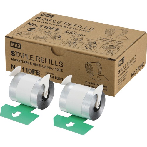 Staple Refills No.110fe, 0.56" Leg, 0.5" Crown, Silver, 4,000/cartridge 2/BX