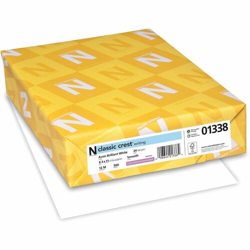 Paper, Classic, Coated, 24#, Brilliant White 500/RM