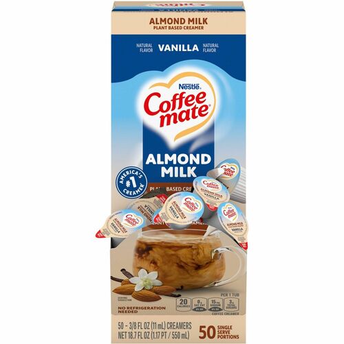 Creamer, Single Tubs, Almond Milk/Vanilla, 0.375 oz, Mi 50/BX