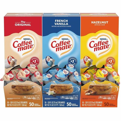 Liquid Creamers, 3 Flavors, 0.38 oz Singles 150/CT