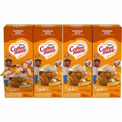 Creamer, Liquid, 0.38oz Singles, Pumpkin Spice, 50/Box, 4 Boxes/Carton, 200 Total/Carton 200/CT