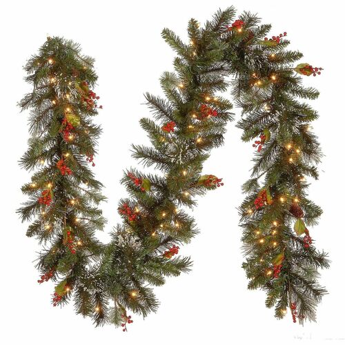Garland, Wintry Pine, Wire Core, 9 Foot