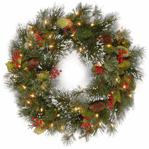 Wreath, Wintry Pine, WC, 24 Inch