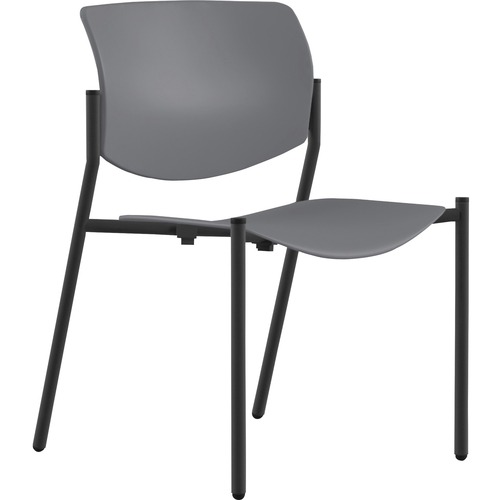 Stack Chair, Armless, 22" x 25" x 33", Gray Plastic/Black Frame