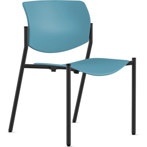 Stack Chair, Armless, 22"x25"x33", Beige Plastic/Black Frame