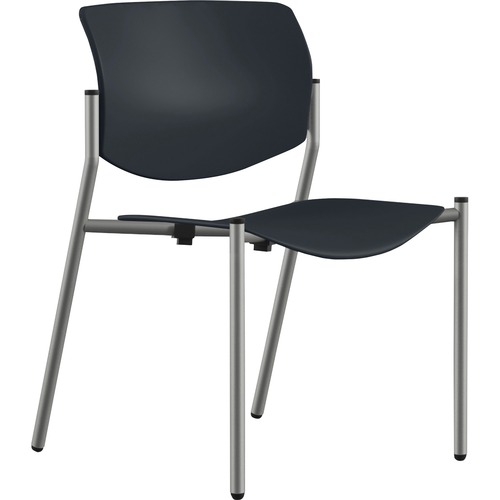 Stack Chair, Armless, 22"x25"x33", Black Plastic/SR Frame