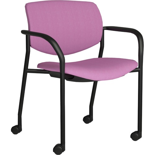 Stack Chair, w/Arms/Casters, 25-1/2" x 25" x 33", Latte Plastic/SR Frame