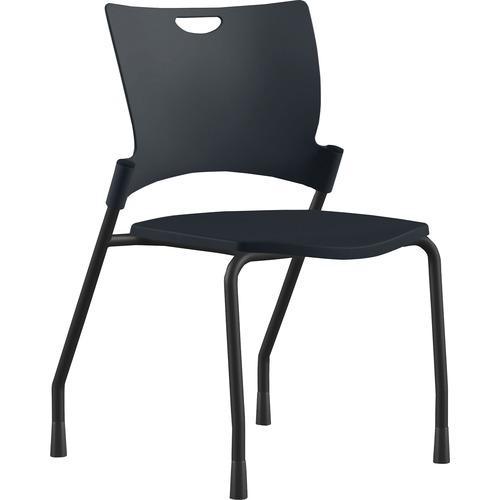 Stack Chair, Armless, 21"x26"x33", Black Plastic/Black Frame