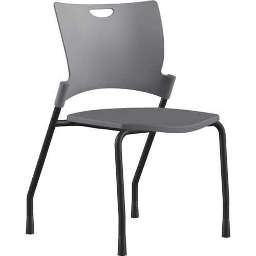 Stack Chair, Armless, 21"x26"x33", Gray Plastic/Black Frame