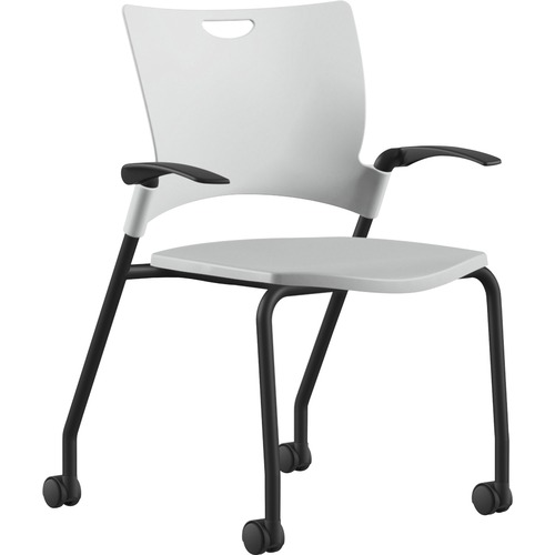 Stack Chair, With Arms/Casters, 25"x26"x33", WE Plastic/Black Frame
