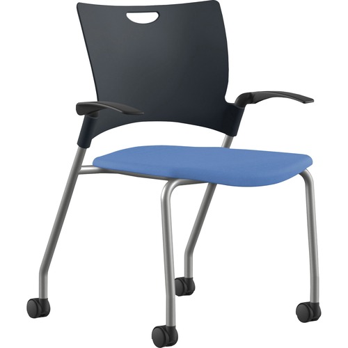 Stack Chair, With Arms/Casters, 25"x26"x33", BE Fabric/SR Frame