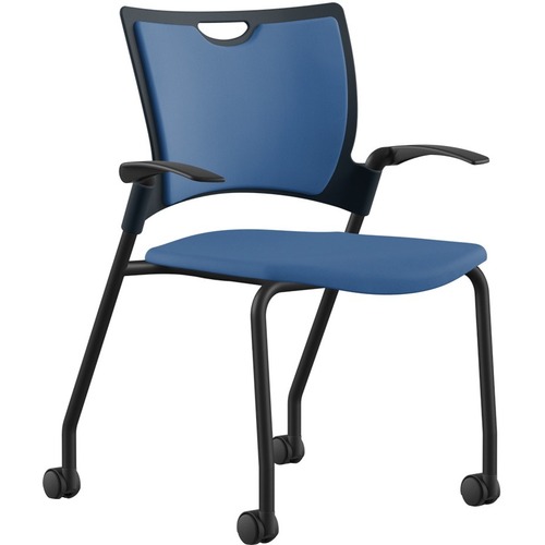Stack Chair, With Arms/Casters, 25" x 26" x 33", Cloud Fabric/SR Frame