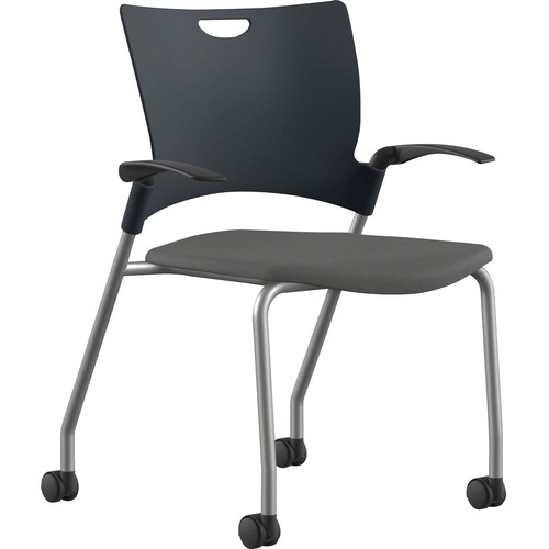 Stack Chair, With Arms/Casters, 25"x26"x33", Gray Fabric/SR Frame