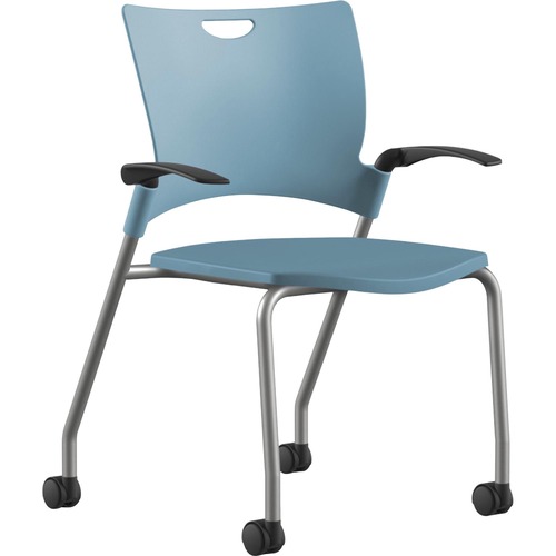 Stack Chair, With Arms/Casters, 25"x26"x33", Be Plastic/Sr Frame