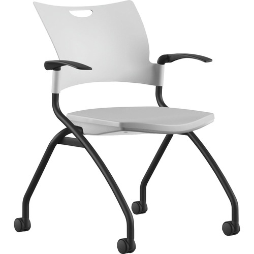 Nesting Chair, With Arms/Casters, 25"x26"x33", Weather-Resistant Plastic/Black Frame