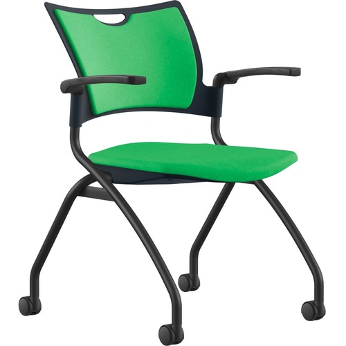 Nesting Chair, With Arms/Casters, 25" x 26" x 33", Latte/Silver