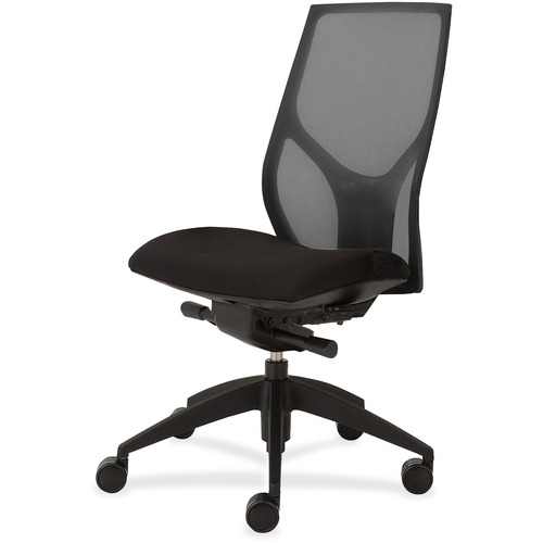 Task Chair, Knee Tilt, Armless, 25" x 26" x 39-1/2" - 46-1/2", Black/Onyx