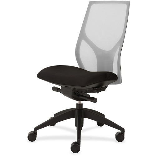 Task Chair, Knee Tilt, Armless, 25" x 26" x 39-1/2" - 46-1/2", White/Onyx