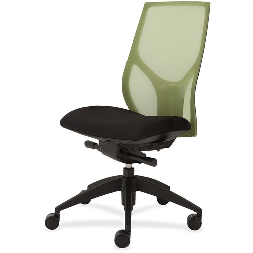 Task Chair, Knee Tilt, Armless, 25" x 26" x 39-1/2" - 46-1/2", Green/Onyx
