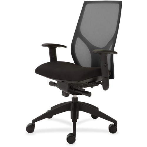 Task Chair, Knee Tilt, Adjustable T-Arm, 25"x26"x39-1/2"-46-1/2", Black/Onyx