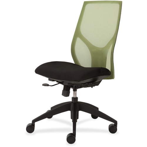 Task Chair, Simple Synchro, Armless, 25" x 26" x 39"-46", Green/Onyx