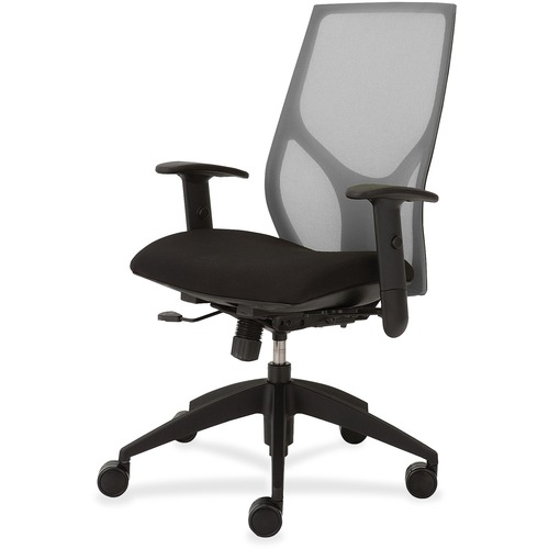Task Chair, Synchro, Height-Adjustable T-Arms, 25"x26"x39"-46", Gray/Onyx