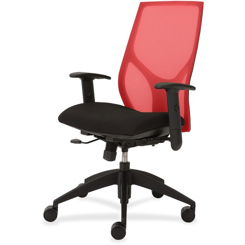 Task Chair, Synchro, Height-Adjustable T-Arms, 25"x26"x39"-46", Red/Onyx