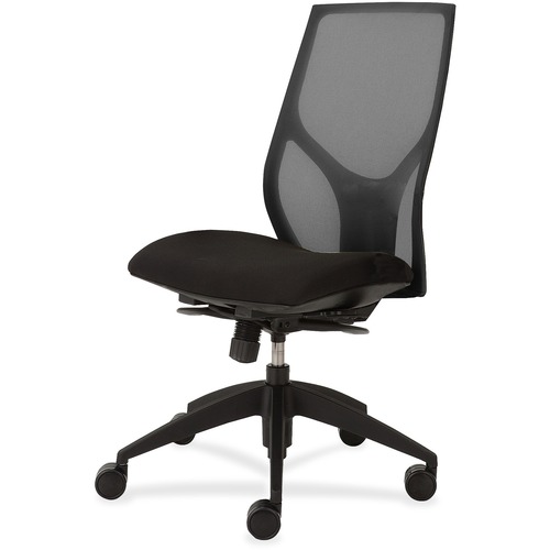Task Chair, Full Synchro, Armless, 25"x26"x39"-46", Black/Onyx