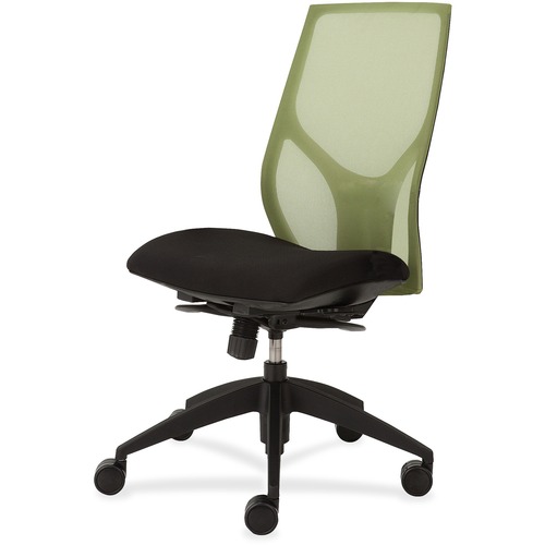 Task Chair, Full Synchro, Armless, 25"x26"x39"-46", Green/Onyx