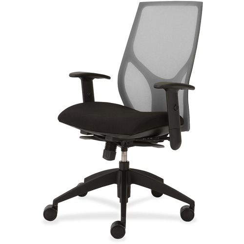 Task Chair, Full Synchro, Height-Adjustable T-Arms, 25"x26"x39"-46", Gray/On
