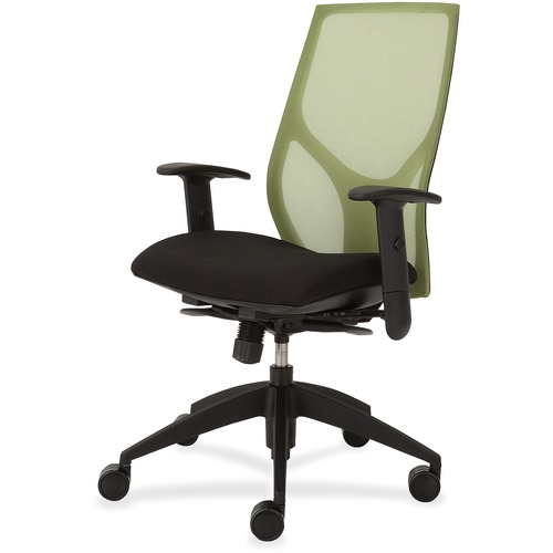 Task Chair, Full Synchro, Height-Adjustable T-Arms, 25"x26"x39"-46", Green/Onyx