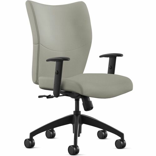 Chair, With Arms, Midback, Swivel Tilt, Leather, 25"x26"x46", Mist