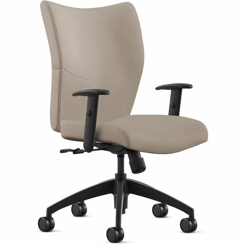 Chair, With Arms, Mid Back, Swivel Tilt, Leather, 25"x26"x46", Mushroom