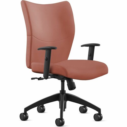 Chair, With Arms, Mid Back, Swivel Tilt, Leather, 25"x26"x46", Saddle