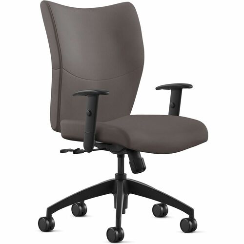 Chair, With Arms, Midback, Swivel Tilt, Leather, 25" x 26" x 46", Cafe