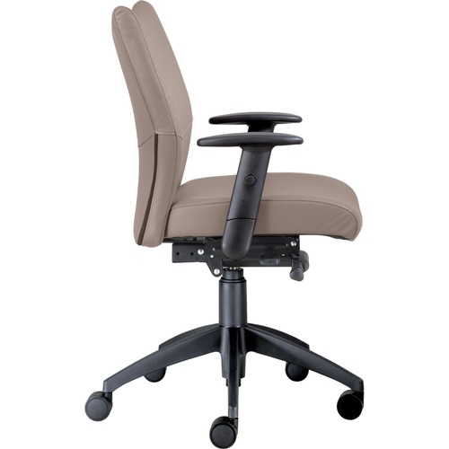 Chair, With Arms, Mid Back, Synchro Tilt, Leather, 25"x26"x46", Mushroom