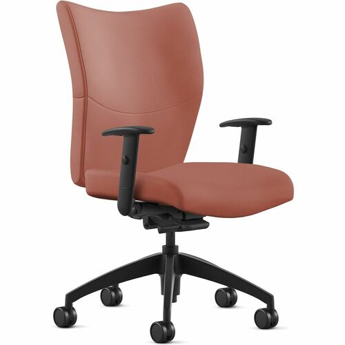 Chair, With Arms, Mid Back, Synchro Tilt, Leather, 25"x26"x46", Saddle
