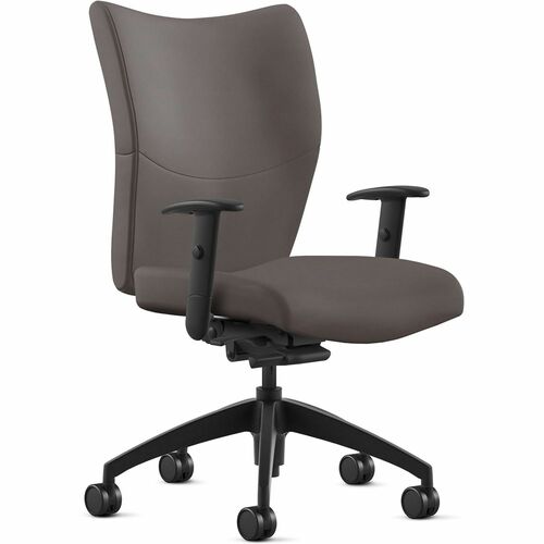 Chair, With Arms, Mid Back, Synchro Tilt, Leather, 25"x26"x46", Cafe