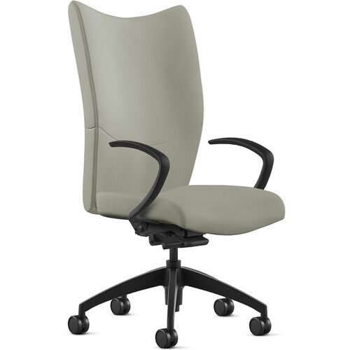 Chair, High Back, With Arms, Synchro Tilt, Leather, 25"x26"x49", Mist