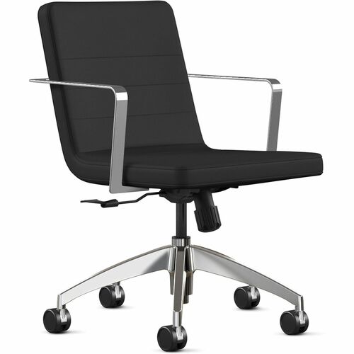 Chair, With Fixed Arms, Swivel Tilt, Fabric, 21" x 27-1/2" x 36", Black
