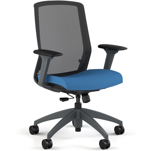 Task Chair, Full Synchro, 25.5" x 25.5" x 37" - 41.5", Gray/Blue