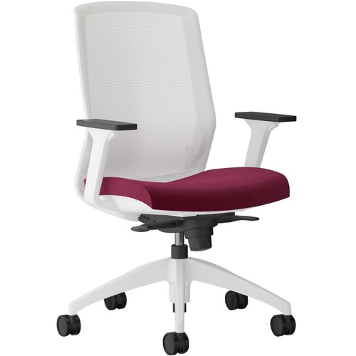 Task Chair, Full Synchro, 25.5" x 25.5" x 37"41.5", White/Blue
