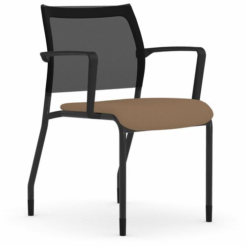 Guest Chair, With Arms, 22.5"x23.5"x34", Black Mesh/Latte Fabric