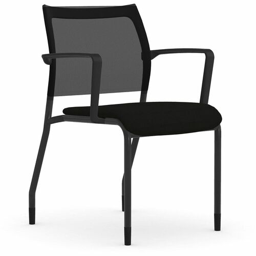 Guest Chair, W/Arms, 22.5"x23.5"x34", Black Mesh/Onyx Fabric