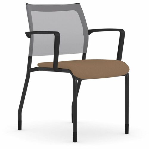 Guest Chair, With Arms, 22.5"x23.5"x34", Gray Mesh/Latte Fabric