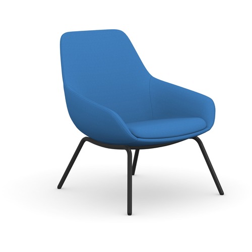 Lounge Chair, With Arms, 4-Leg, 27"x29"x33", BE Fabric/BK Legs
