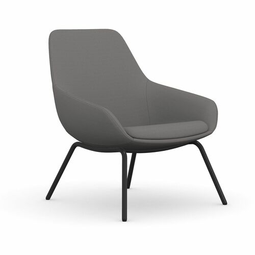 Lounge Chair, With Arms, 4-Leg, 27"x29"x33", Cloud Fabric/Black Legs