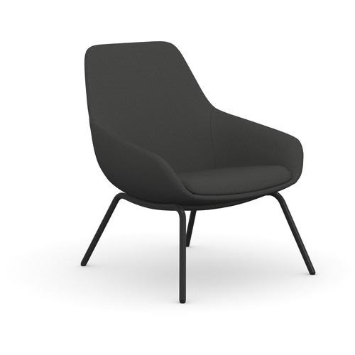 Lounge Chair, With Arms, 4-Leg, 27"x29"x33", Gray Fabric/Black Legs