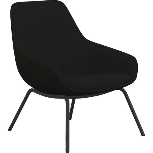 Lounge Chair, With Arms, 4-Leg, 27"x29"x33", Onyx Fabric/Black Legs